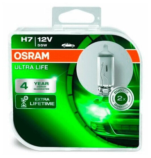 Галогенная лампа H11 55 PGJ19-2 ULTRA LIFE 2шт 12V, OSRAM 64211ULT-HCB/Автолампы