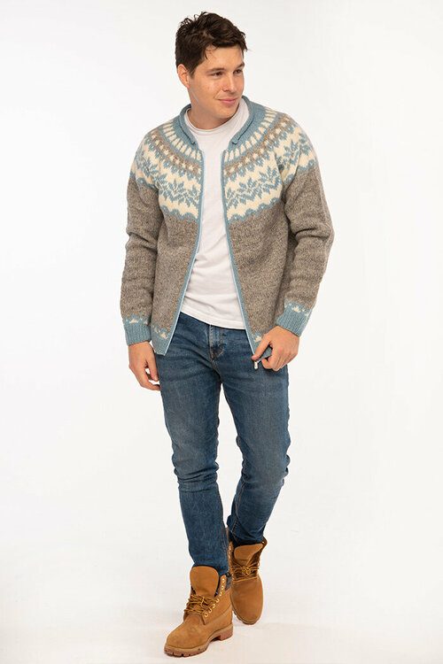 Джемпер Wool Art, размер XL, серый, голубой