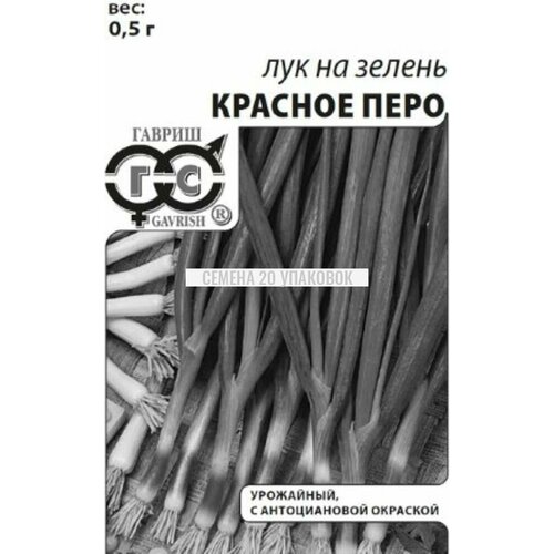 Семена 20 упаковок! Лук на зелень Красное перо 0,5г Ранн (Гавриш) б/п 20/600