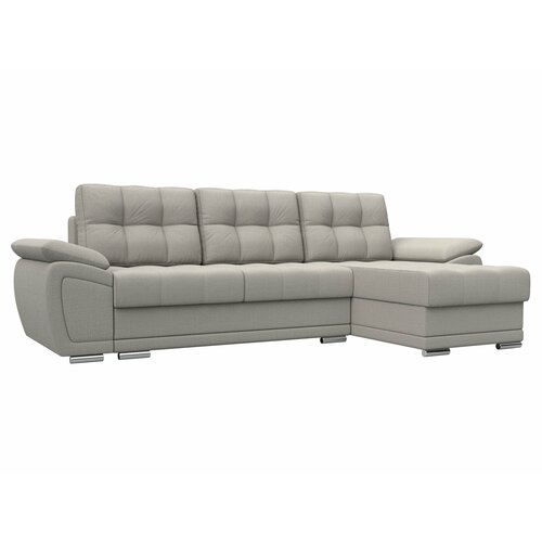 Диван угловой Нэстор правый угол, рогожка, механизм еврокнижка, Амур бежевый, 264x147x74см. Хит Диванов