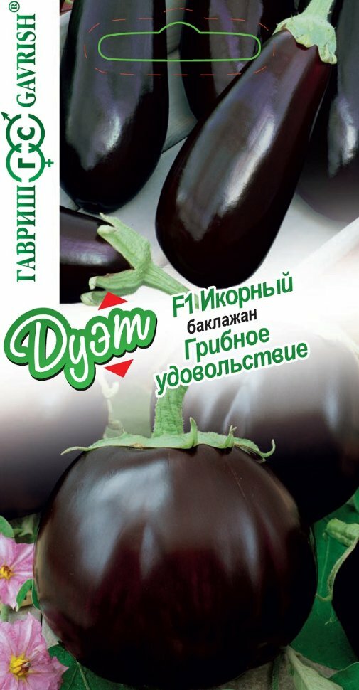 Набор семян Баклажан Грибное удовольствие 01г и Баклажан Икорный 01г Гавриш Дуэт 5 пакетиков