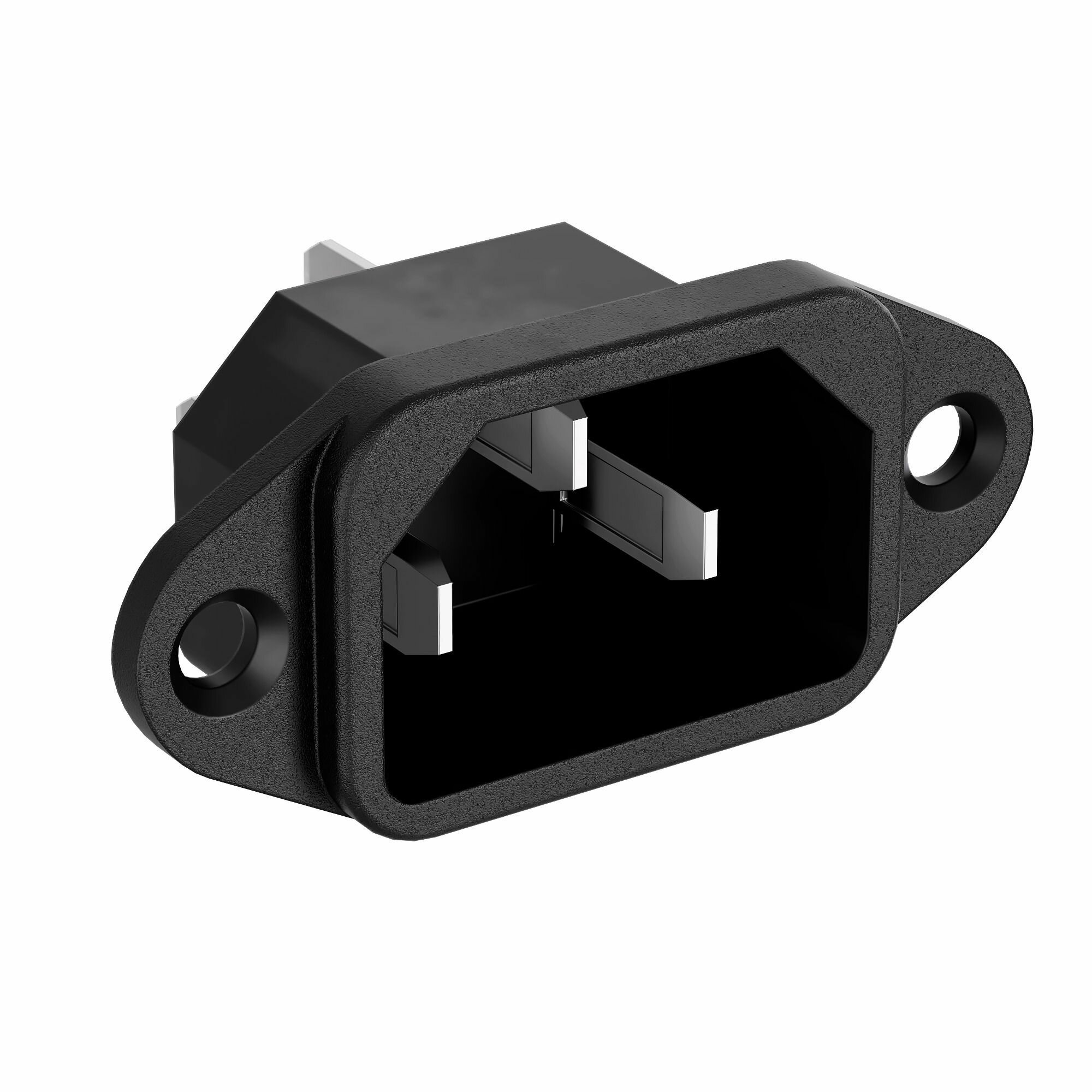Разъем питания компьютерный IEC 320 C14 (3-Pin 250В, 10А) GSMIN RTS-03, на корпус (вилка) (Черный) — фото 1