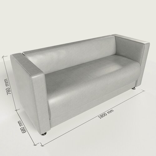 Изображение товара Диван прямой офисный из эко кожи с подлокотниками Пауза серый 180