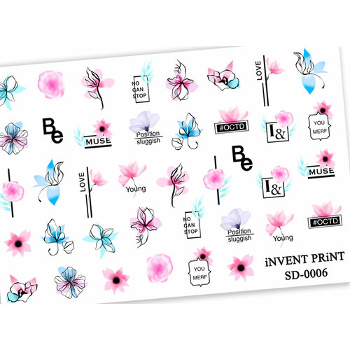 Водные наклейки для ногтей слайдеры iNVENT PRiNT Куроми Kuromi Мультяшки, SD-145