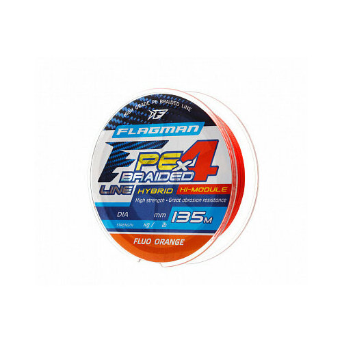 Шнур Flagman PE Hybrid F4 135m FluoOrange 0,08mm. 3,6кг/8lb