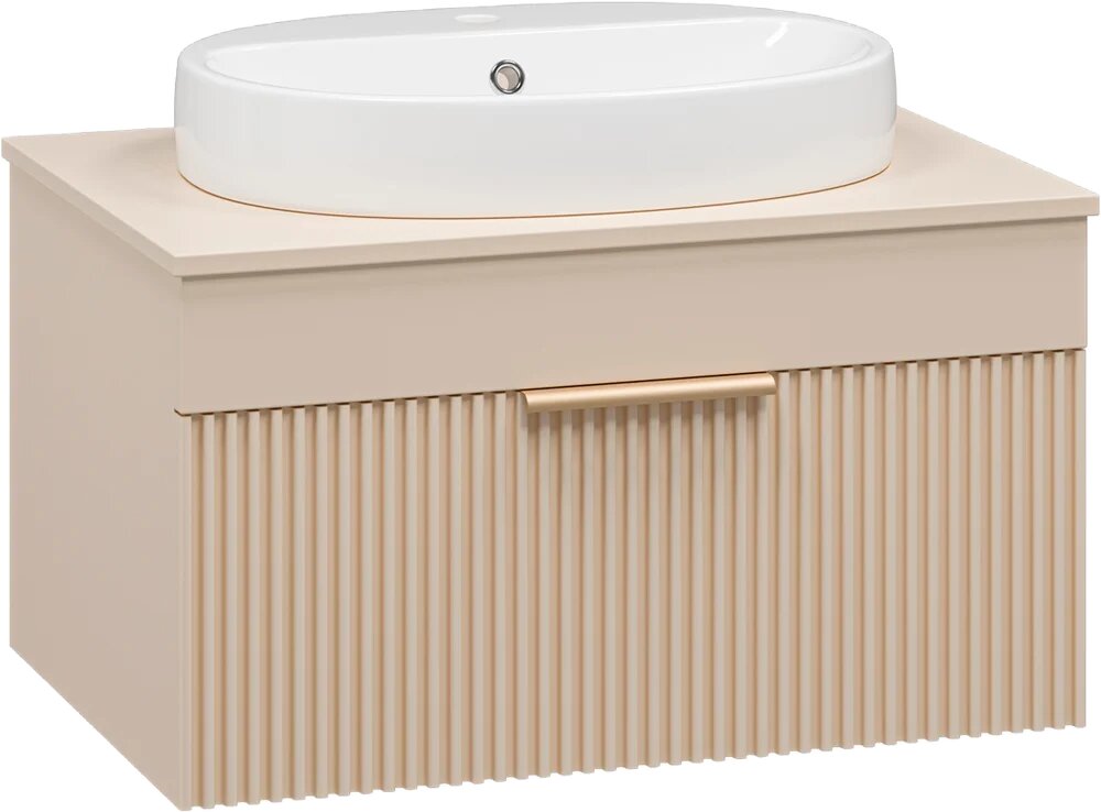 Тумба с раковиной Brevita Enfida 70 подвесная бежевая