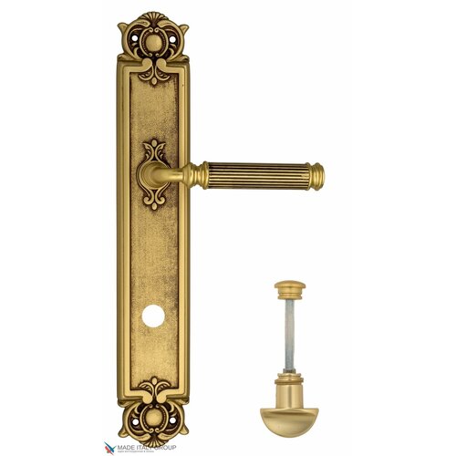 Дверная ручка на планке Venezia MOSCA WC-2 PL97 французcкое золото + коричневый дверная ручка на планке venezia mosca pl97 французcкое золото