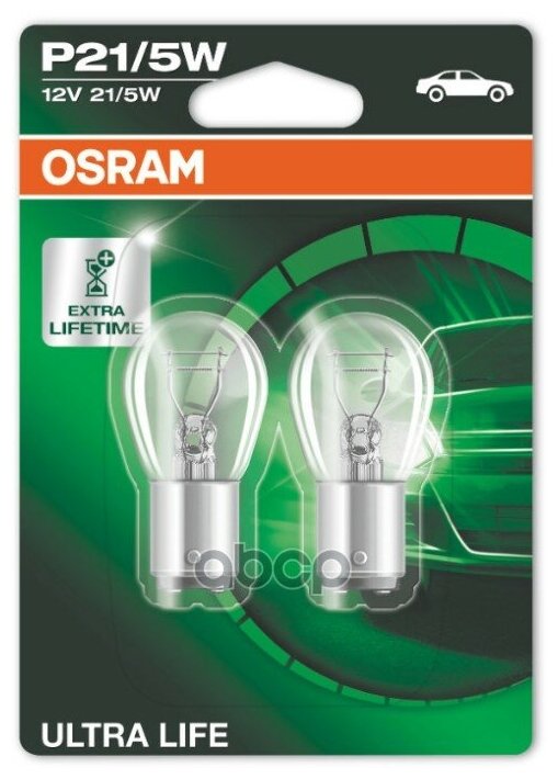 Лампа P21/5w 12v 21/5w Ultra Life Bay15d, Блистер 2 Шт. Osram арт. 7528ULT-02B