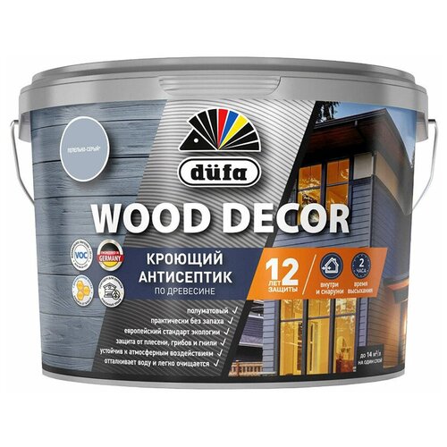 Антисептик Dufa Wood Decor кроющий декоративный для дерева пепельно-серый 2,5 л