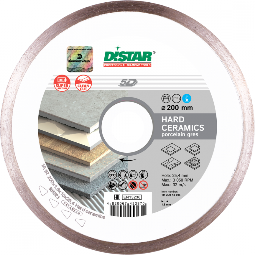 Алмазный диск DISTAR 1A1R HARD CERAMICS D200