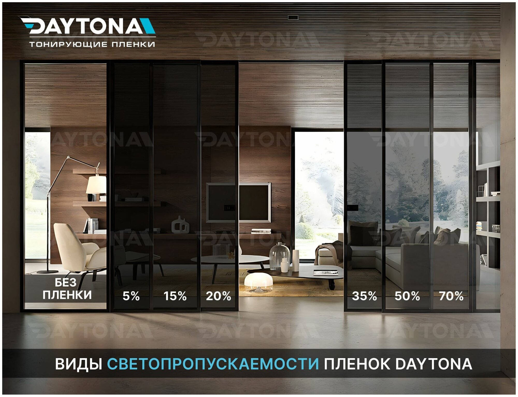 Тонировочная пленка для окон и интерьера черная 5% (1м х 0.75м) DAYTONA. Самоклеящаяся для дома - фотография № 10