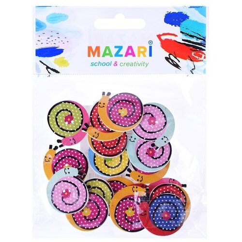 Пуговицы декоративные Mazari деревянные Snail, ассорти 18 дизайнов (M-10024)