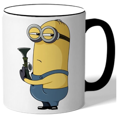 фото Кружка с цветной ручкой миньоны - миньон с ружьем drabs