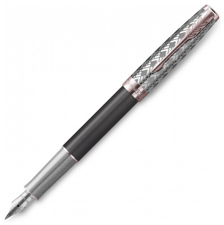 Parker 2119788 Ручка перьевая parker sonnet premium f537, metal grey pgt (перо f)