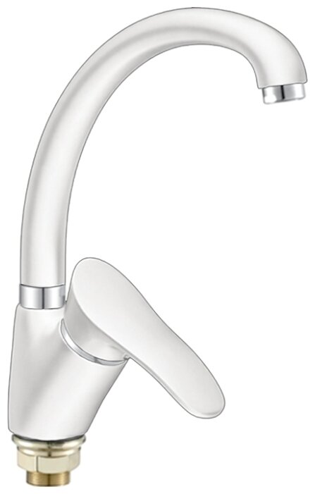 Смеситель для кухни с боковой ручкой на гайке, цвет белый OUTE T0113Bk OUTE