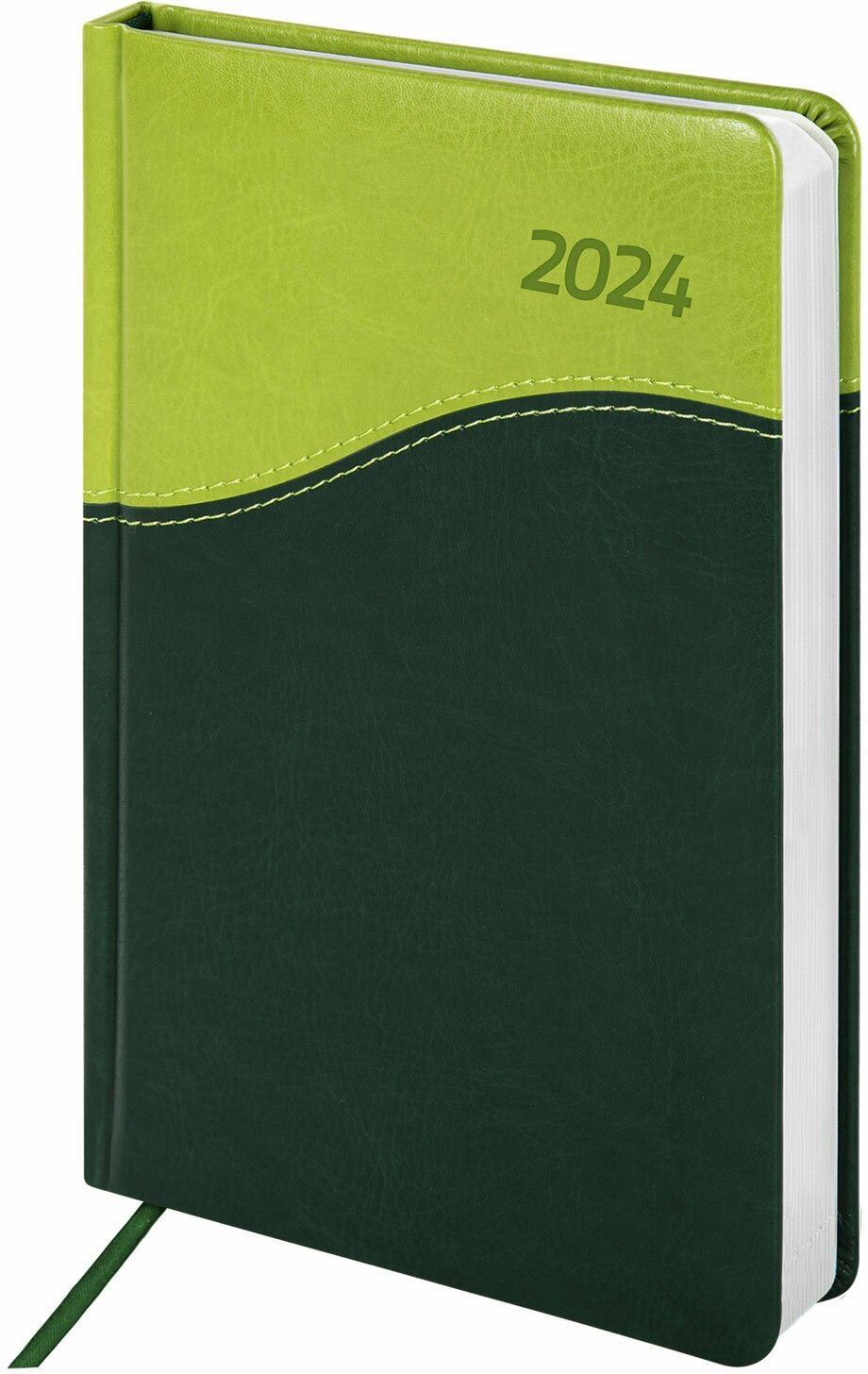 Ежедневник Brauberg датированный, 2024, А5, 138х213 мм, "Bond", под кожу, зеленый/салатовый