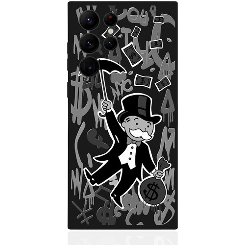 Черный силиконовый чехол MustHaveCase для Samsung Galaxy S23 Ultra Monopoly Black Edition/ Монополия