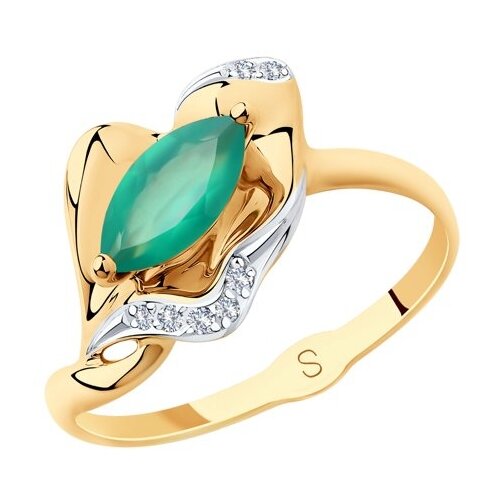 фото Sokolov кольцо из золота с агатом и фианитами 715666, размер 17.5