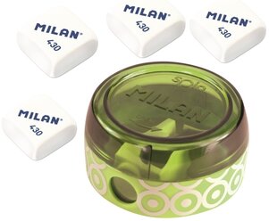 Школьный набор Milan: Точилка Spin + 4 ластика 430