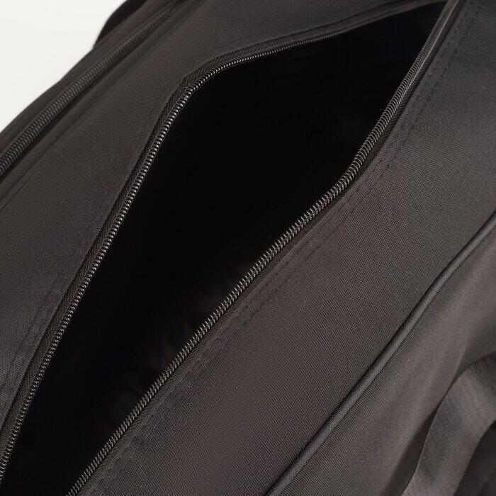 Сумка дорожная на молнии, 2 наружных кармана, держатель для чемодана, длинный ремень, цвет чёрный - фотография № 11