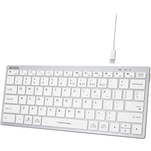 Клавиатура A4Tech Fstyler FBX51C белый USB беспроводная BTRadio slim Multimedia FBX51C WHITE 339000₽