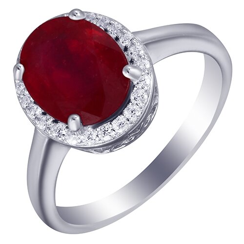 фото Element47 кольцо из серебра 925 пробы с рубинами облагороженными и кубическим цирконием sm-026_ko_ro_001_wg, размер 18