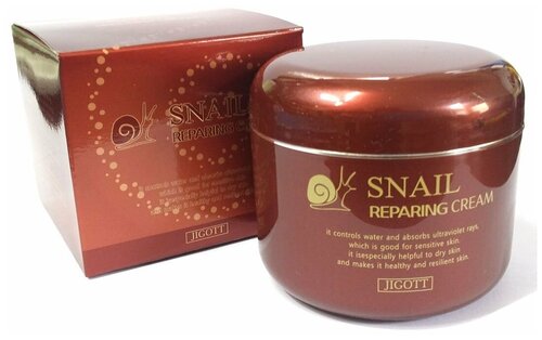 Jigott Крем для лица Snail Repairing Cream с муцином улитки