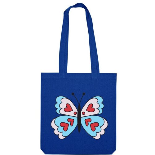 Сумка шоппер Us Basic, синий детская футболка бабочка с сердечками 116 белый