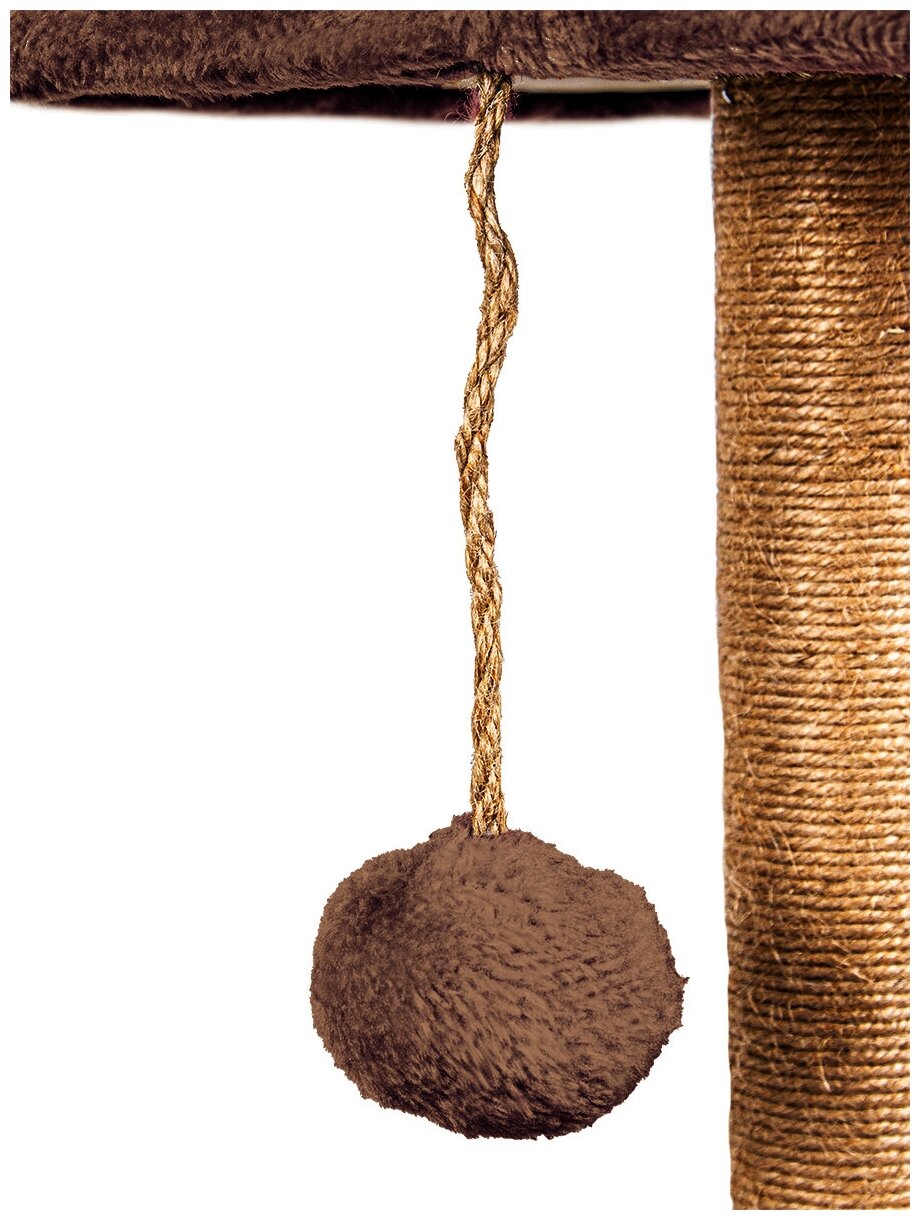 Когтеточка для котят (70х35х35 см, коричневая) Hans&Helma столбик из джута с лежанкой / домашние животные