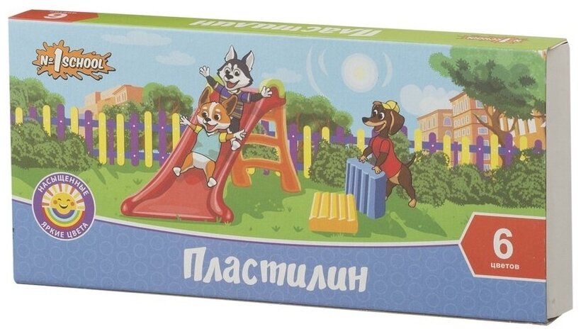 Пластилин №1 School Шустрики, 6 цветов, 120 г