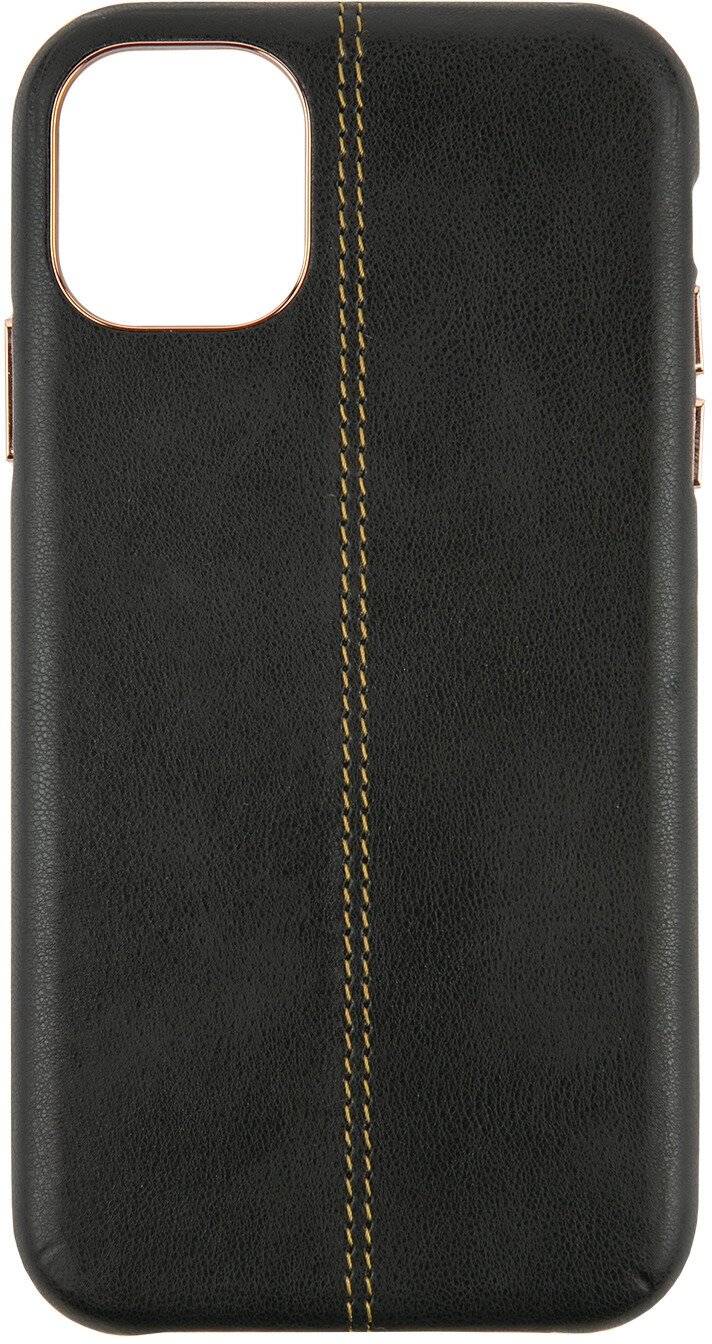 Чехол на iPhone 11 Pro Max черный эко-кожа Накладка-бампер на iPhone 11 Pro Max из искусственной кожи с микрофиброй