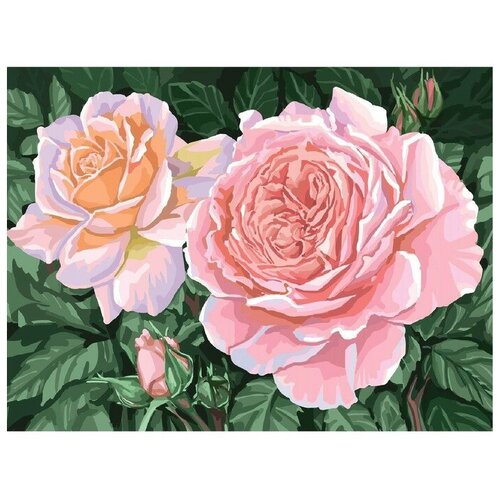 Алмазная мозаика с полным заполнением «Розы на кусте» 15х21 см, на холсте алмазная мозаика color kit розы цвет mo008