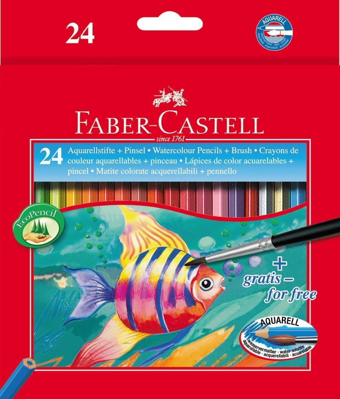 Акварельные карандаши Faber Castell Акварельные карандаши Рыбки, 24 цвета + кисточка