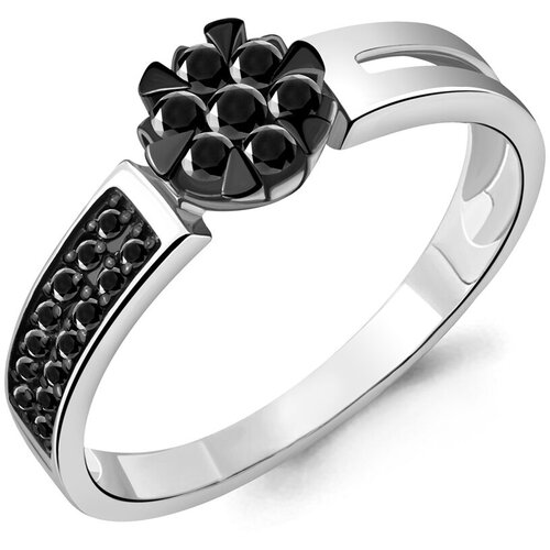 фото Кольцо diamant online, белое золото, 585 проба, бриллиант, размер 18, черный