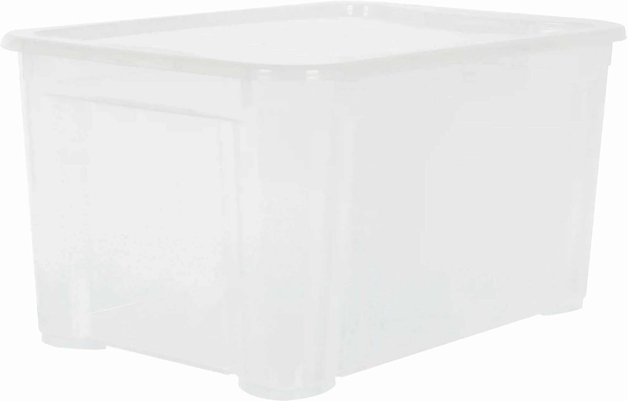 Ящик, 55.5x39x29 см: основным материалом изделия является высококачественный пластик; идет в комплекте с крышкой; цвет прозрачный