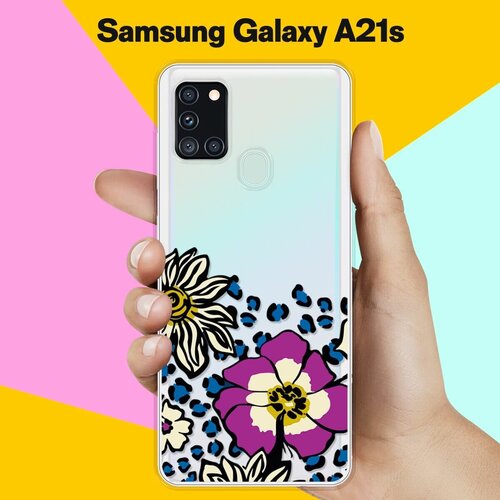 Силиконовый чехол Цветы с узором на Samsung Galaxy A21s