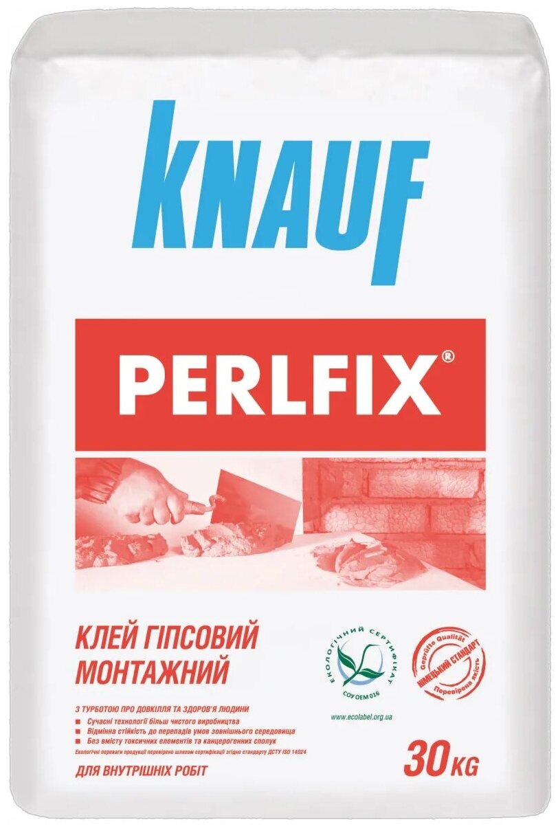 КНАУФ Перлфикс клей гипсовый монтажный (30кг) / KNAUF Perlfix клей гипсовый монтажный (30кг)