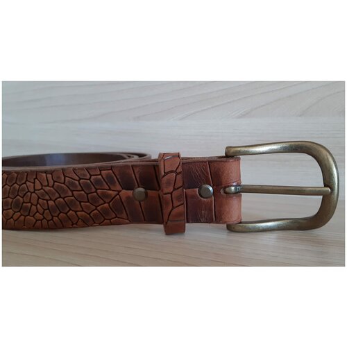 фото Кожаный ремень из натуральной кожи с тиснением "крокодил оранж" likor