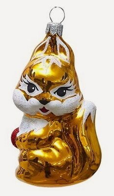 Изображение товара Стеклянная елочная игрушка Белочка 8 см, подвеска, Фабрика Елочка, С652