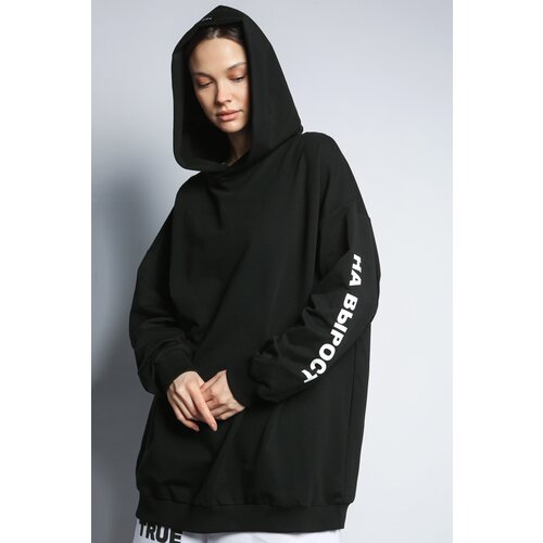 Худи женское на вырост DNK, размер OverSize, цвет черный