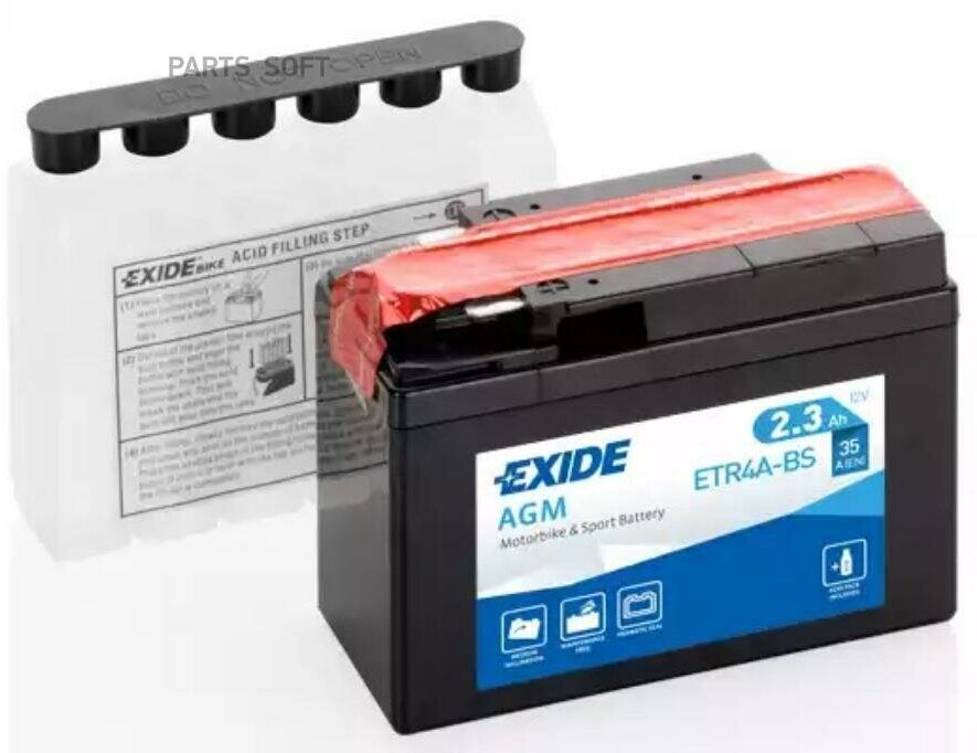 Аккумуляторная батарея exide agm [12v 2,3ah 35a], exide, etr4a-bs