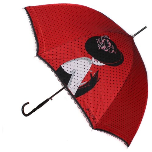 Зонт-трость FLIORAJ, красный зонт трость meddo полуавтомат купол 84 см система антиветер для девочек черный