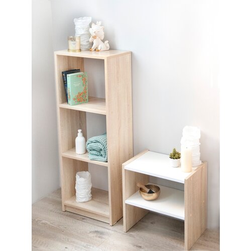 Тумба прикроватная белый+дуб сонома / тумбочка деревянная