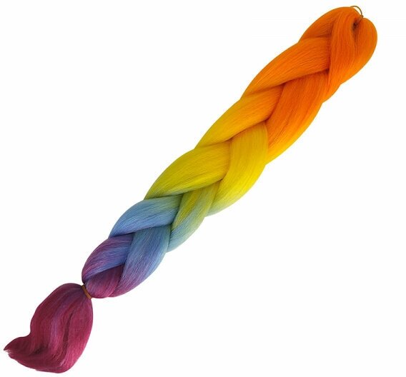 Канекалон коса 60 см, 4 цвета: оранжевый, желтый, голубой, малиновый