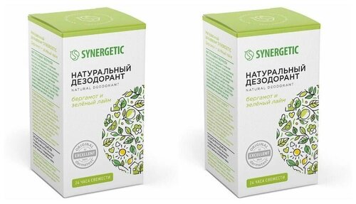 Synergetic Натуральный дезодорант, Бергамот - зеленый лайм, 50мл, 2 шт