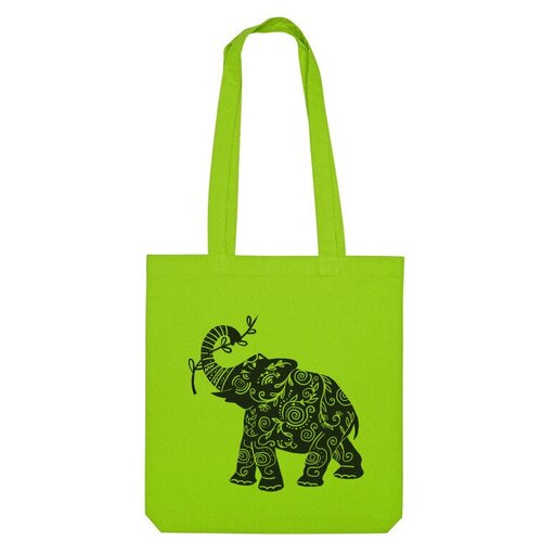 сумка слон стилизация зеленое яблоко Сумка шоппер Us Basic, зеленый