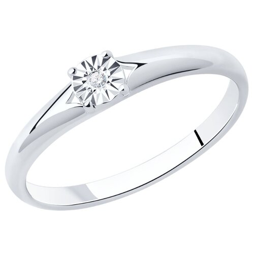 фото Sokolov помолвочное кольцо из серебра с бриллиантом 87010018, размер 16