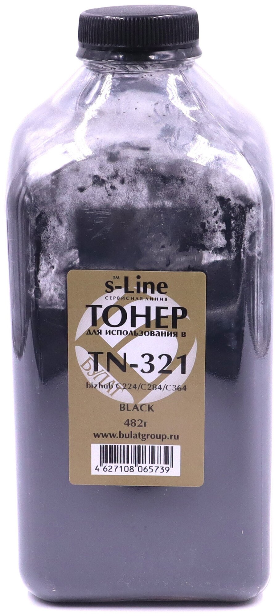 Тонер с девелопером булат s-Line TN-321K для Konica Minolta bizhub C224, C284, C364e (Чёрный, банка 482 г)