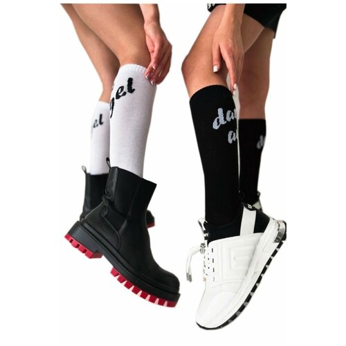 фото Гольфы dark angel, geoluk, 2 пары, цвет белый,черный, размер 20-22