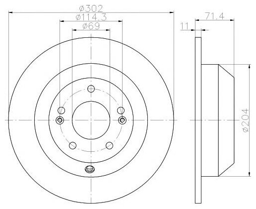 Диск тормозной R1098 (58411-2P000) VALEO PHC / арт. R1098 - (1 шт)